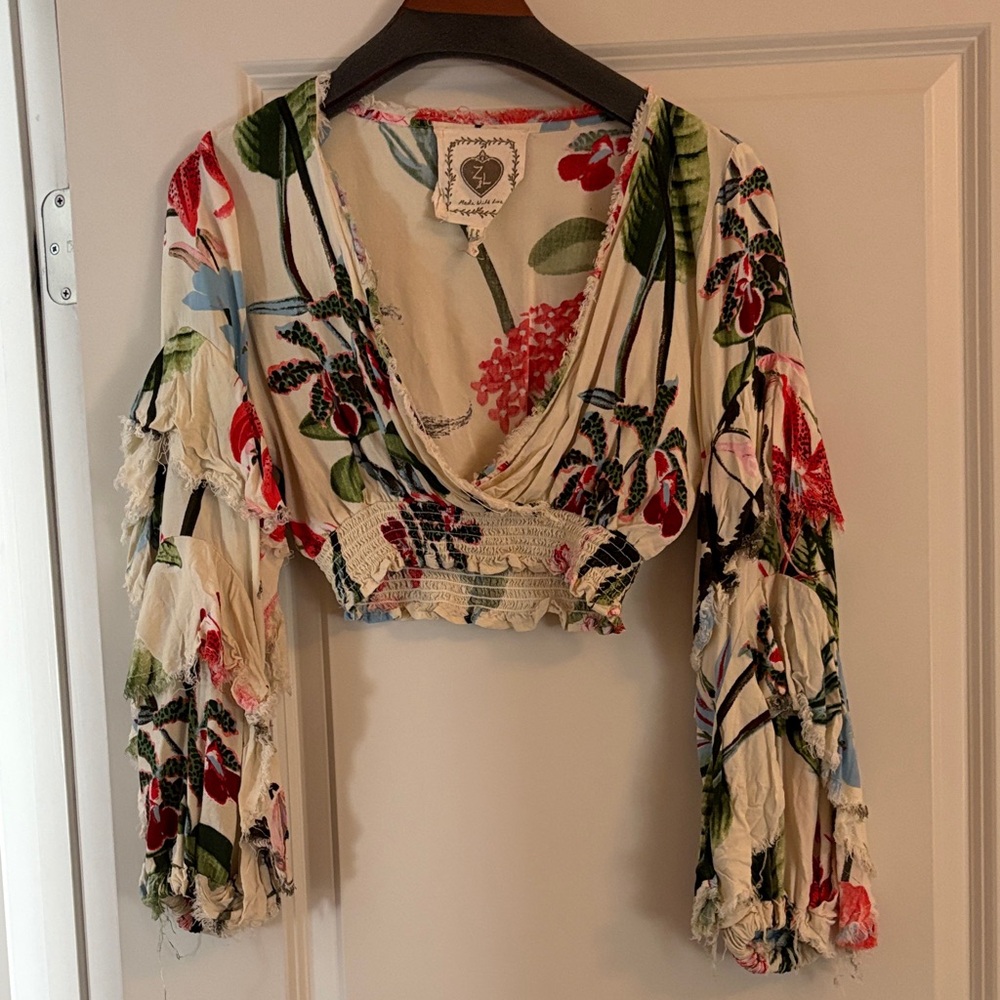 Floral V-Neck Women Top